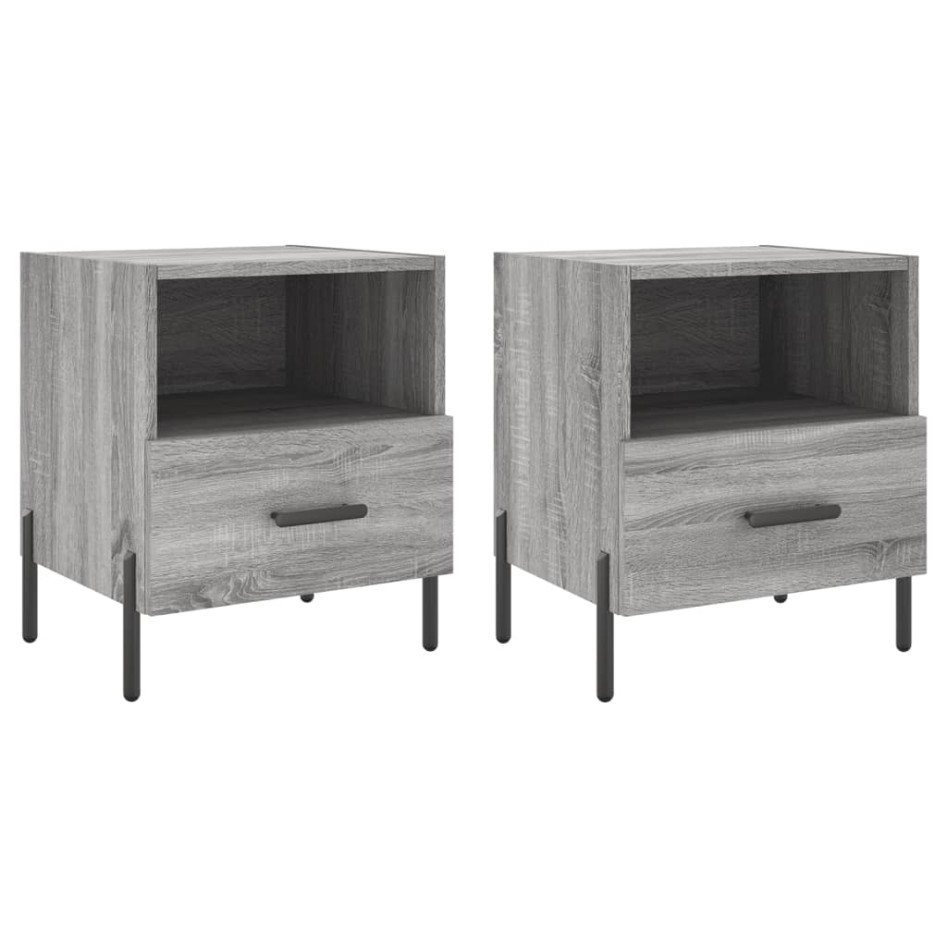 Mesitas noche 2 uds madera ingeniería gris Sonoma 40x35x47,5