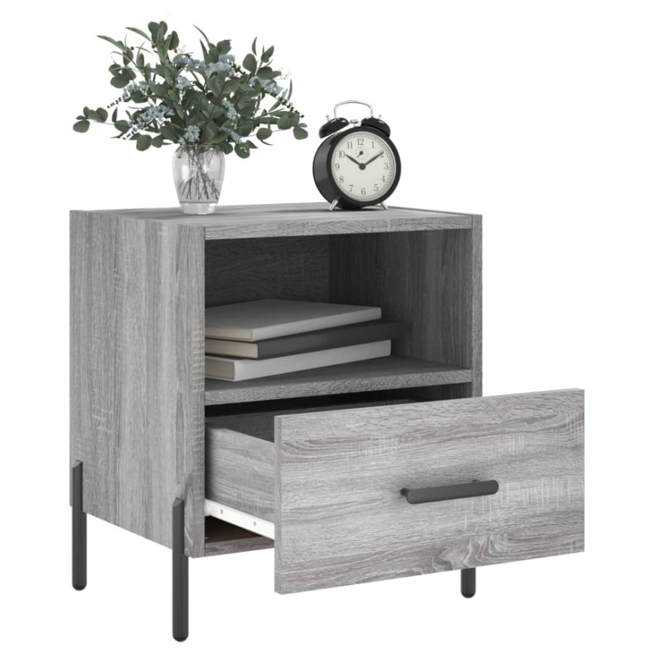 Mesitas noche 2 uds madera ingeniería gris Sonoma 40x35x47,5