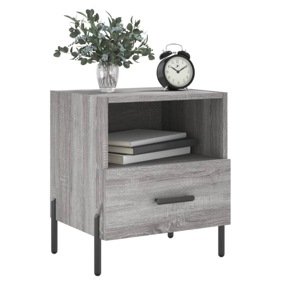Mesitas noche 2 uds madera ingeniería gris Sonoma 40x35x47,5