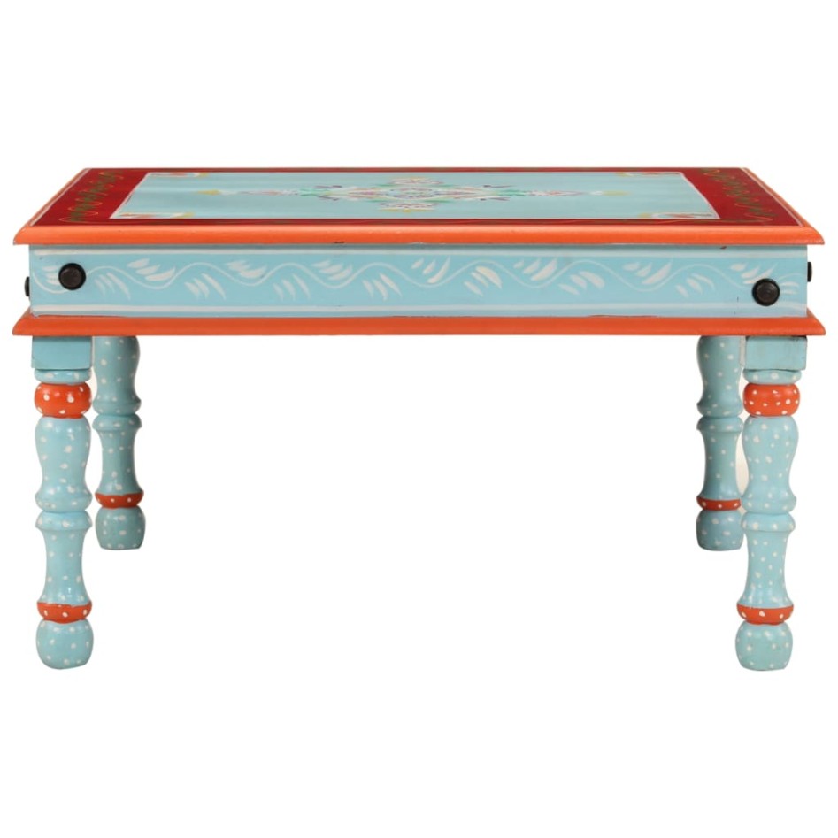 Mesa de centro madera maciza de mango azul pintada a