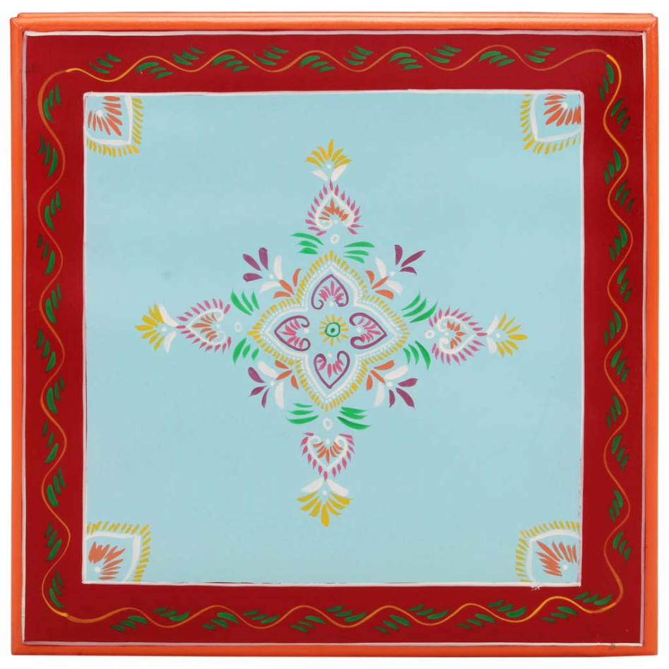 Mesa de centro madera maciza de mango azul pintada a