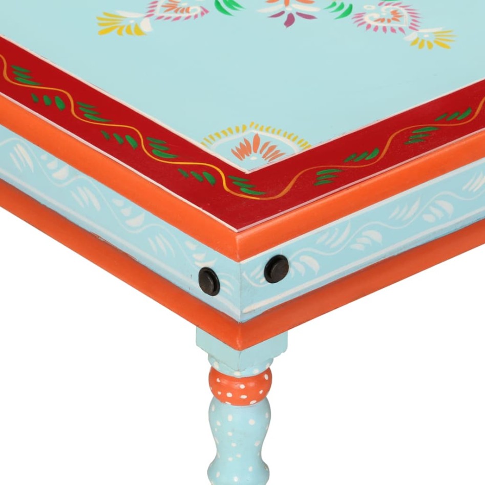 Mesa de centro madera maciza de mango azul pintada a