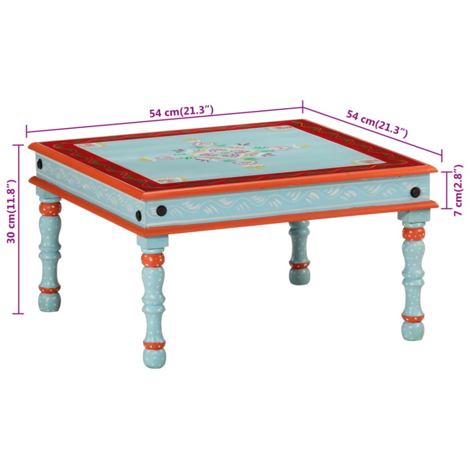Mesa de centro madera maciza de mango azul pintada a