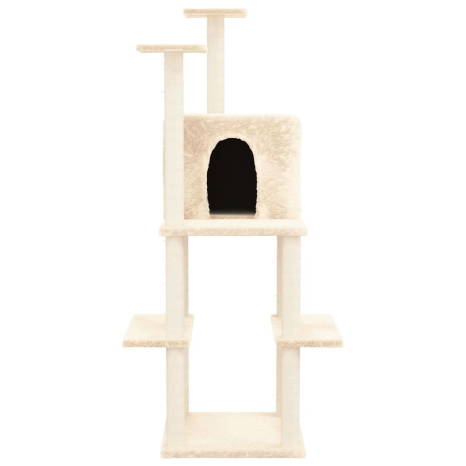Rascador para gatos con postes de sisal color crema 144,5