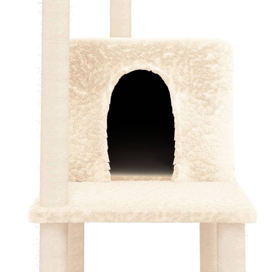 Rascador para gatos con postes de sisal color crema 144,5