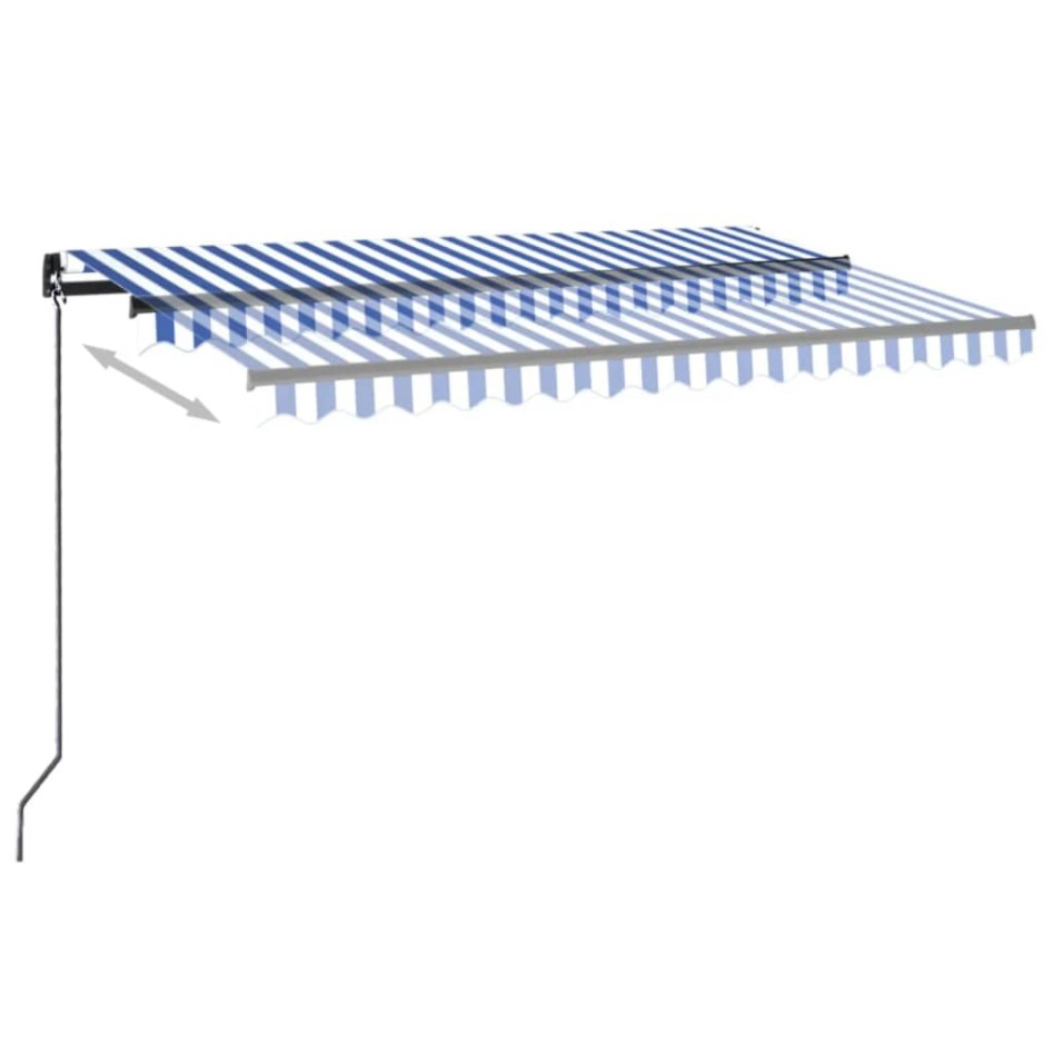 Toldo manual retráctil con LED azul y blanco 450x300