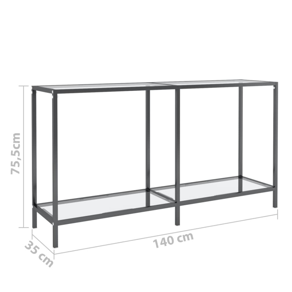 Mesa consola transparente vidrio templado 140x35x75,5