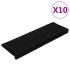 Alfombrillas de escalera 10 unidades negro 65x21x4