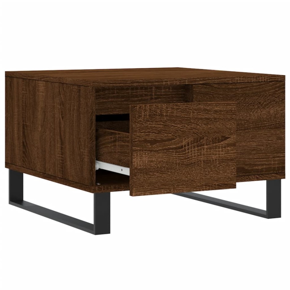 Mesa de centro madera contrachapada roble marrón 55x55x36,5