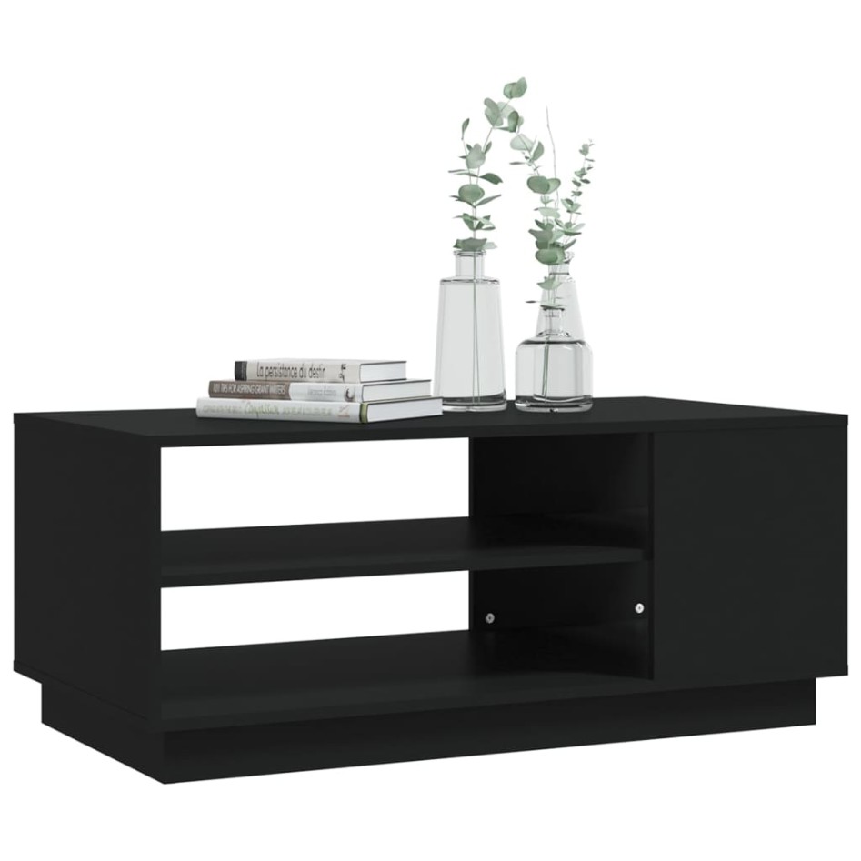 Mesa de centro de madera de ingeniería negra 102x55x43
