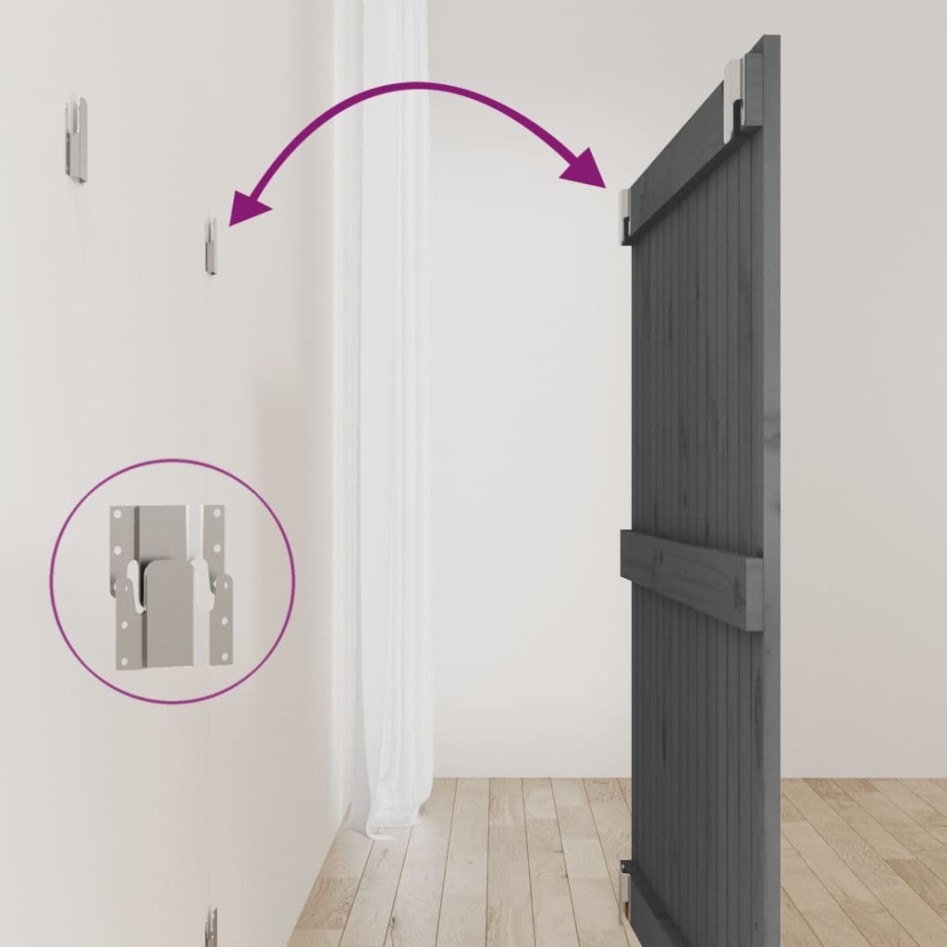 Cabecero de cama de pared madera maciza pino gris 95,5x3x90