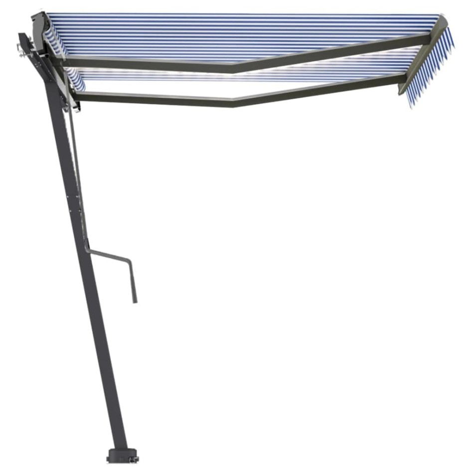 Toldo manual retráctil con LED azul y blanco 300x250