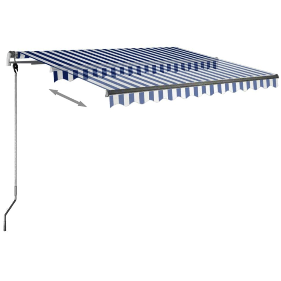 Toldo manual retráctil con LED azul y blanco 300x250