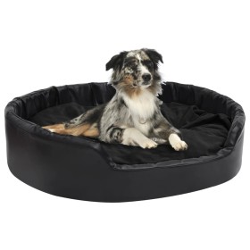 Cama para perros felpa y cuero sintético negro 99x89x21