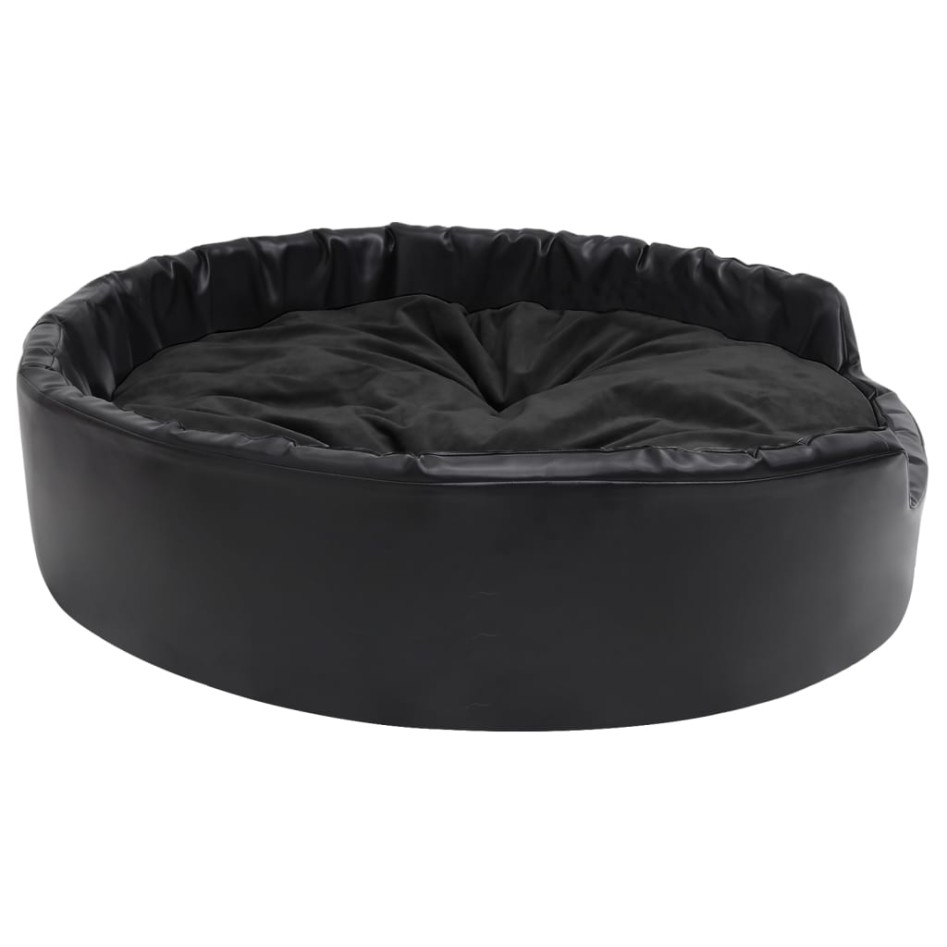 Cama para perros felpa y cuero sintético negro 99x89x21