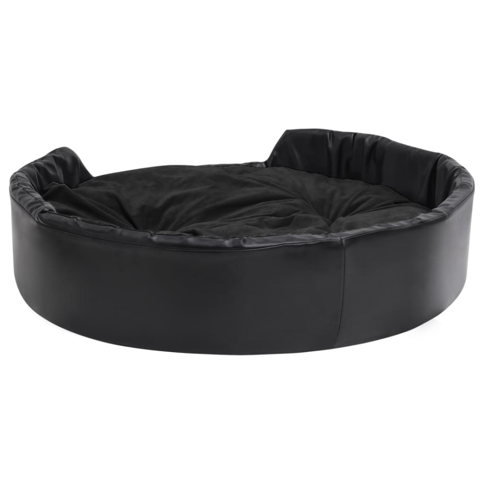 Cama para perros felpa y cuero sintético negro 99x89x21