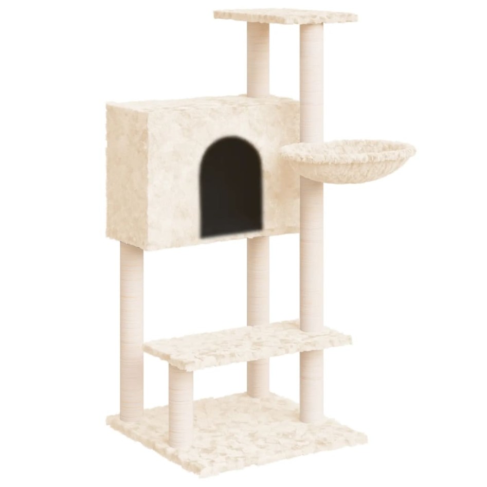 Rascador para gatos con postes de sisal crema 108,5