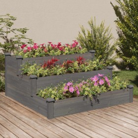Jardinera arriate madera maciza de abeto gris 120x120x56