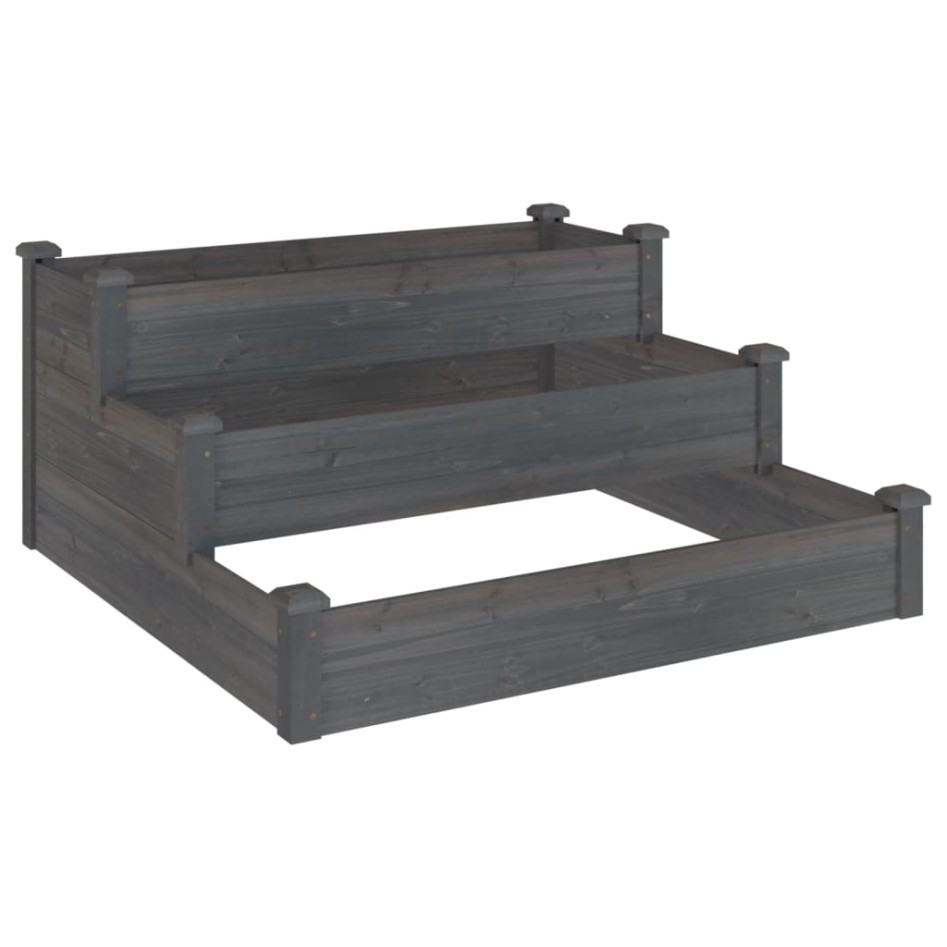 Jardinera arriate madera maciza de abeto gris 120x120x56