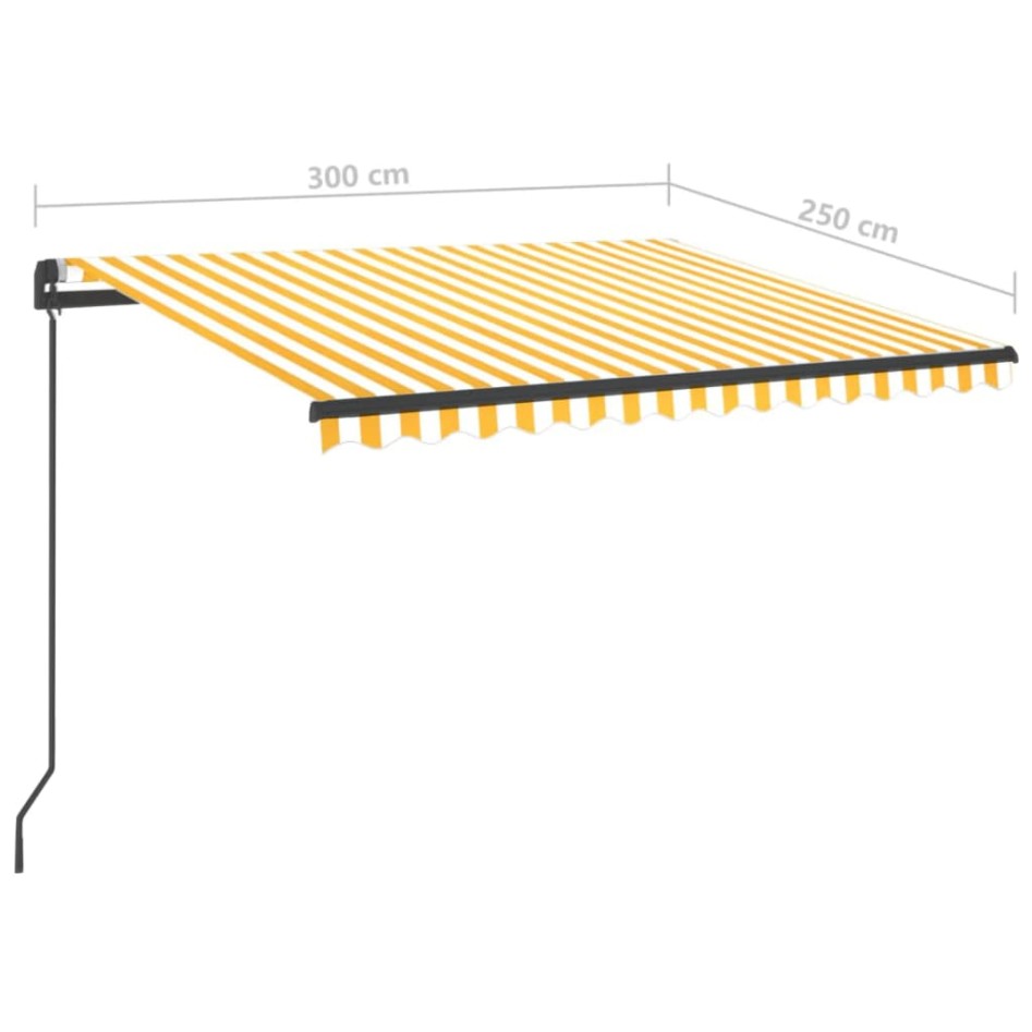 Toldo manual retráctil con LED amarillo y blanco 3x2,5