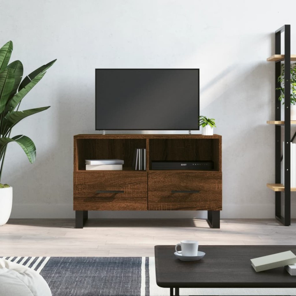 Mueble para TV madera contrachapada roble marrón 80x36x50