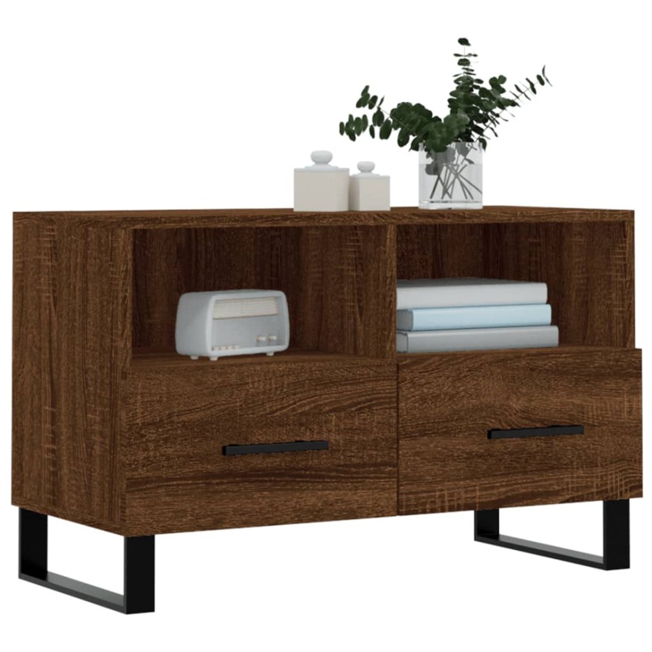 Mueble para TV madera contrachapada roble marrón 80x36x50