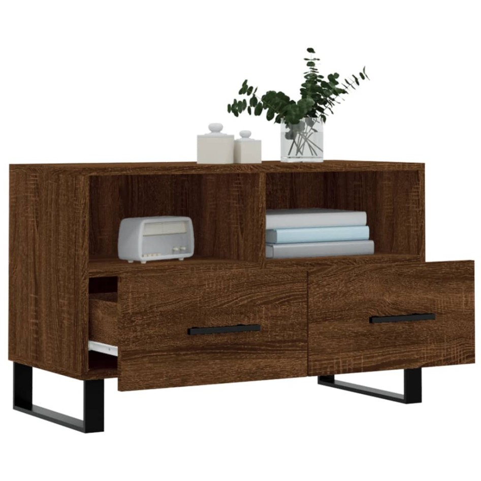 Mueble para TV madera contrachapada roble marrón 80x36x50