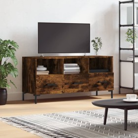 Mueble de TV madera de ingeniería roble ahumado 102x36x50