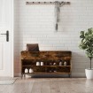 Banco zapatero madera de ingeniería roble ahumado 102x35x55 cm
