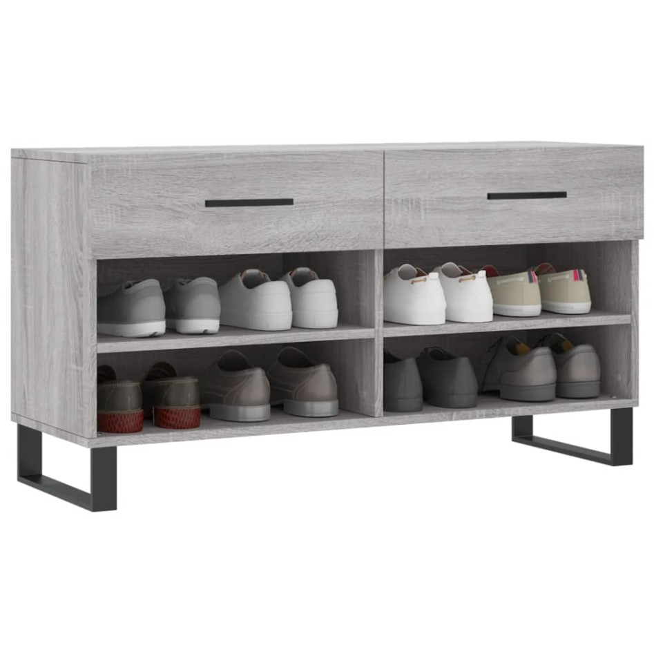 Banco zapatero madera de ingeniería gris Sonoma 102x35x55