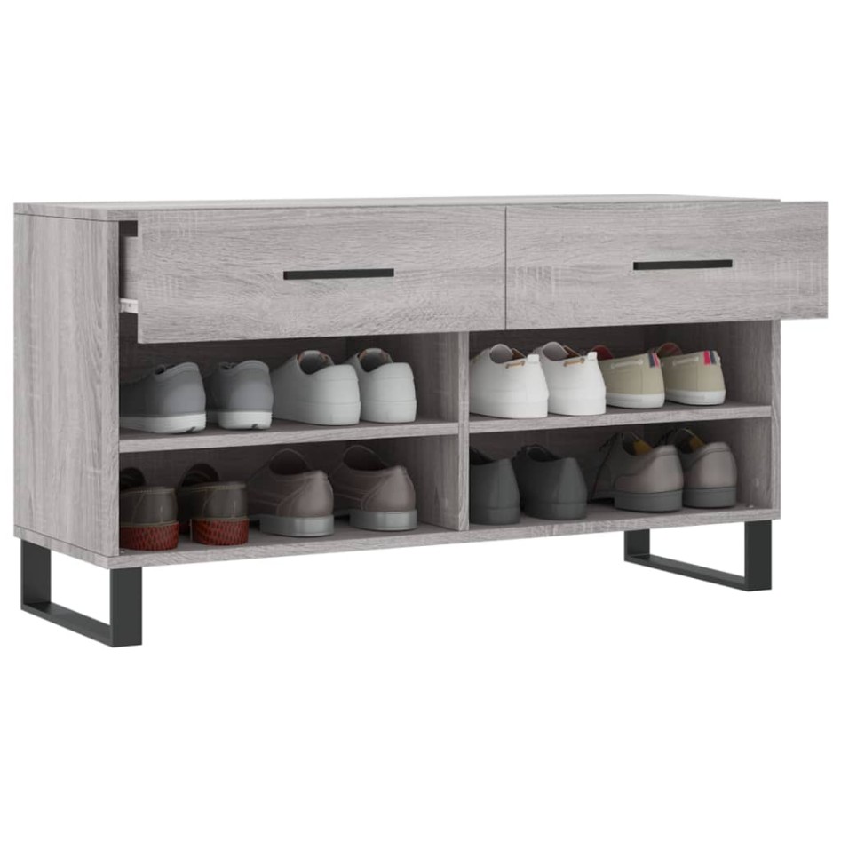 Banco zapatero madera de ingeniería gris Sonoma 102x35x55