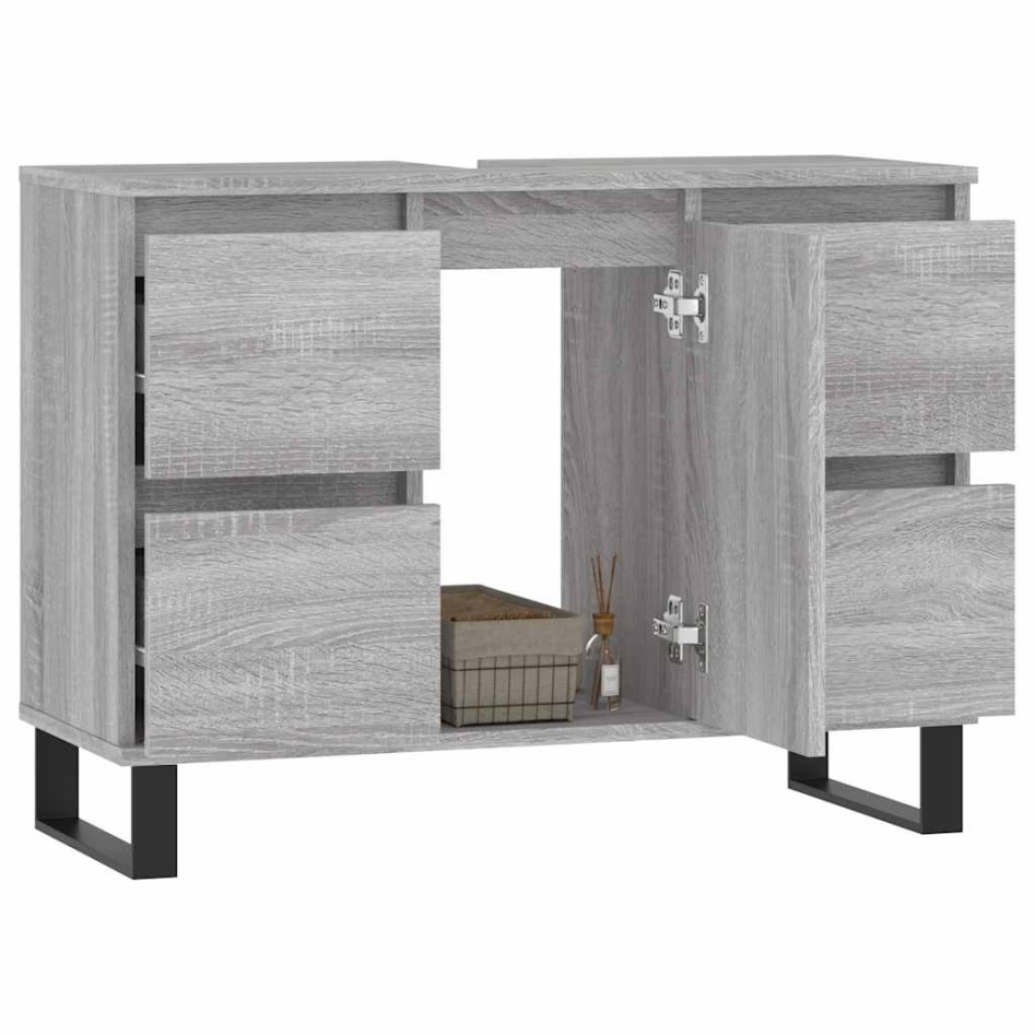 Mueble de baño madera de ingeniería gris Sonoma 80x33x60