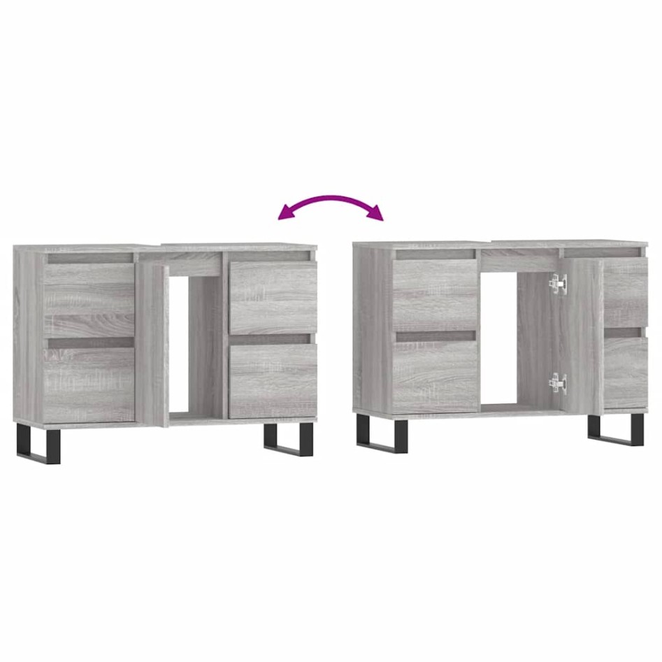 Mueble de baño madera de ingeniería gris Sonoma 80x33x60