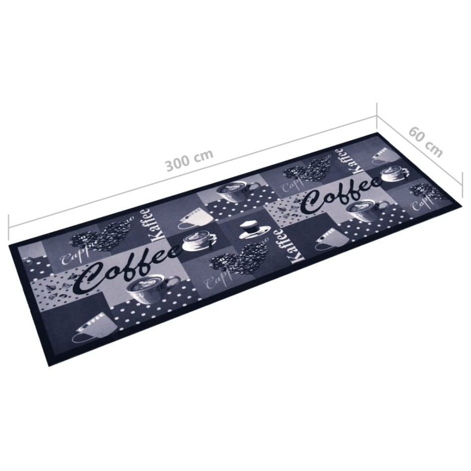 Alfombra de cocina lavable Coffee azul 60x300
