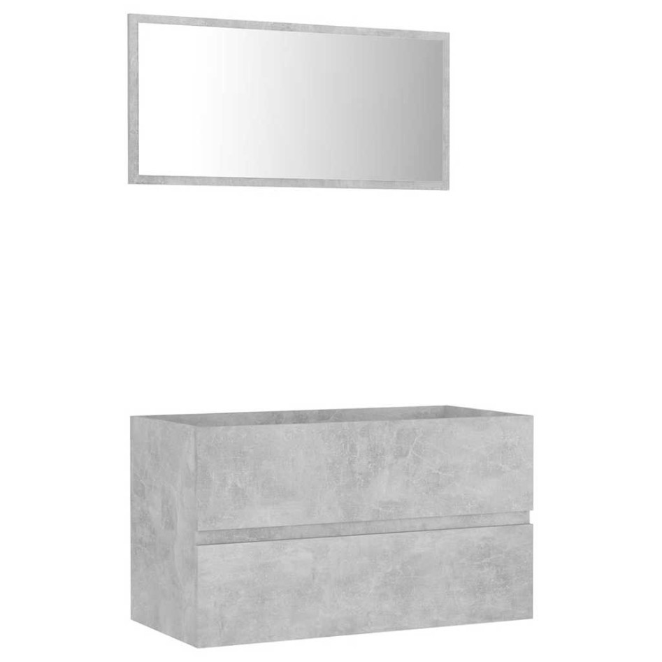 Set muebles de baño 2 piezas madera contrachapada gris