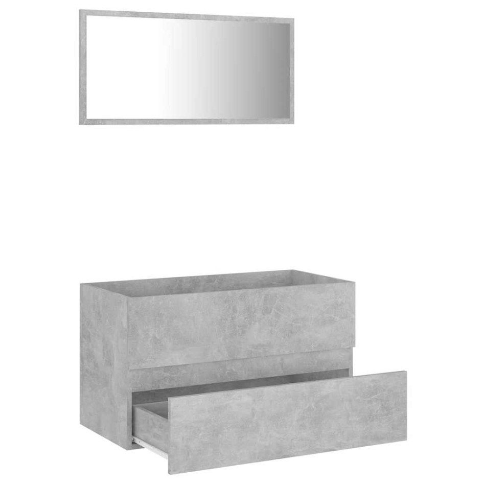 Set muebles de baño 2 piezas madera contrachapada gris