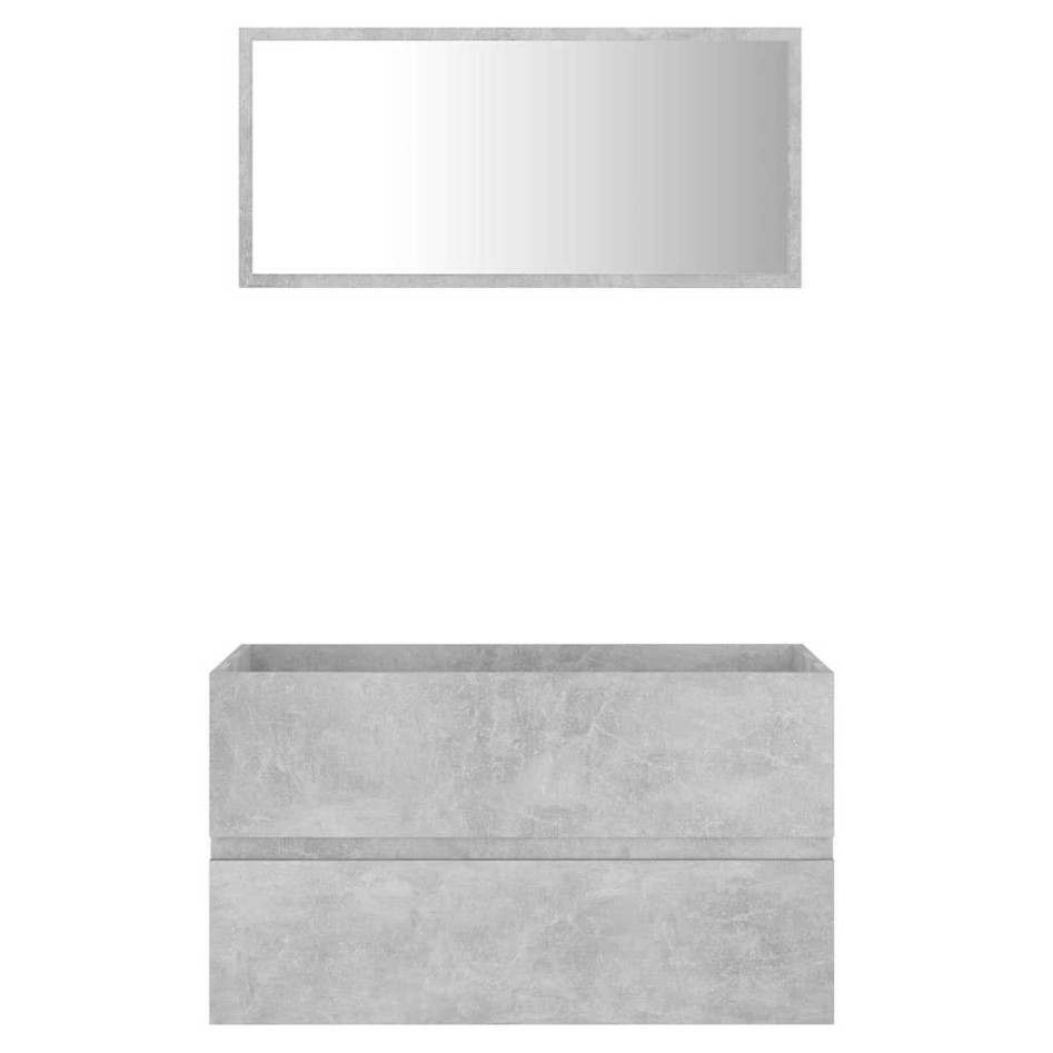 Set muebles de baño 2 piezas madera contrachapada gris