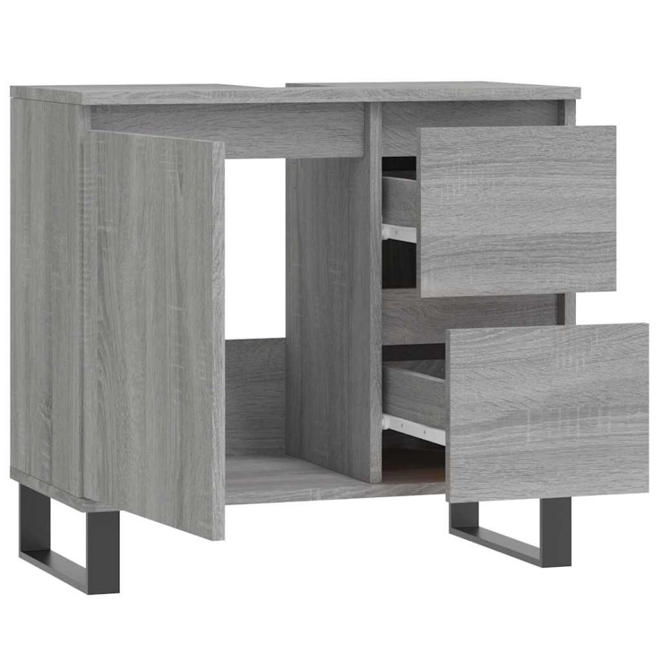 Armario de baño madera contrachapada gris Sonoma 65x33x60