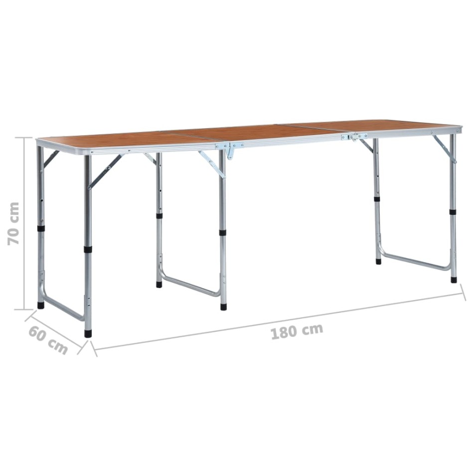 Mesa de camping plegable de aluminio 180x60