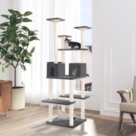 Rascador para gatos con postes de sisal gris oscuro 167