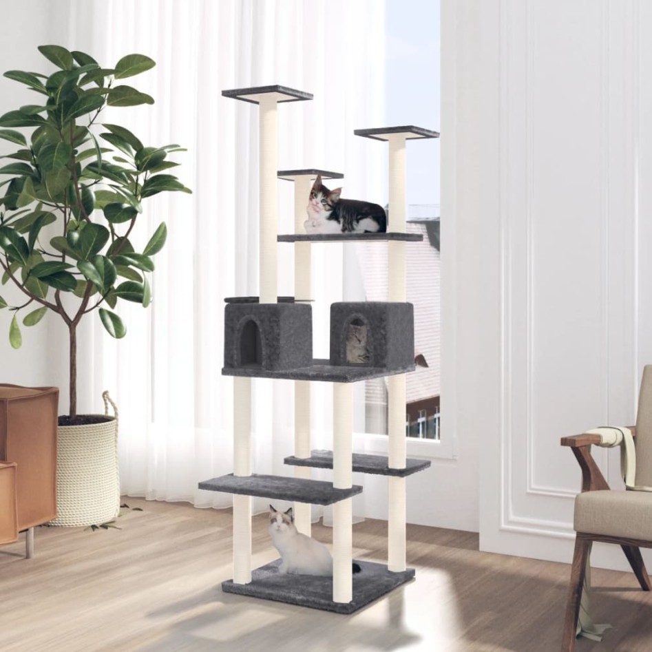 Rascador para gatos con postes de sisal gris oscuro 167