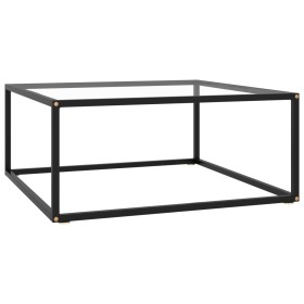 Mesa de centro negra con vidrio templado 80x80x35