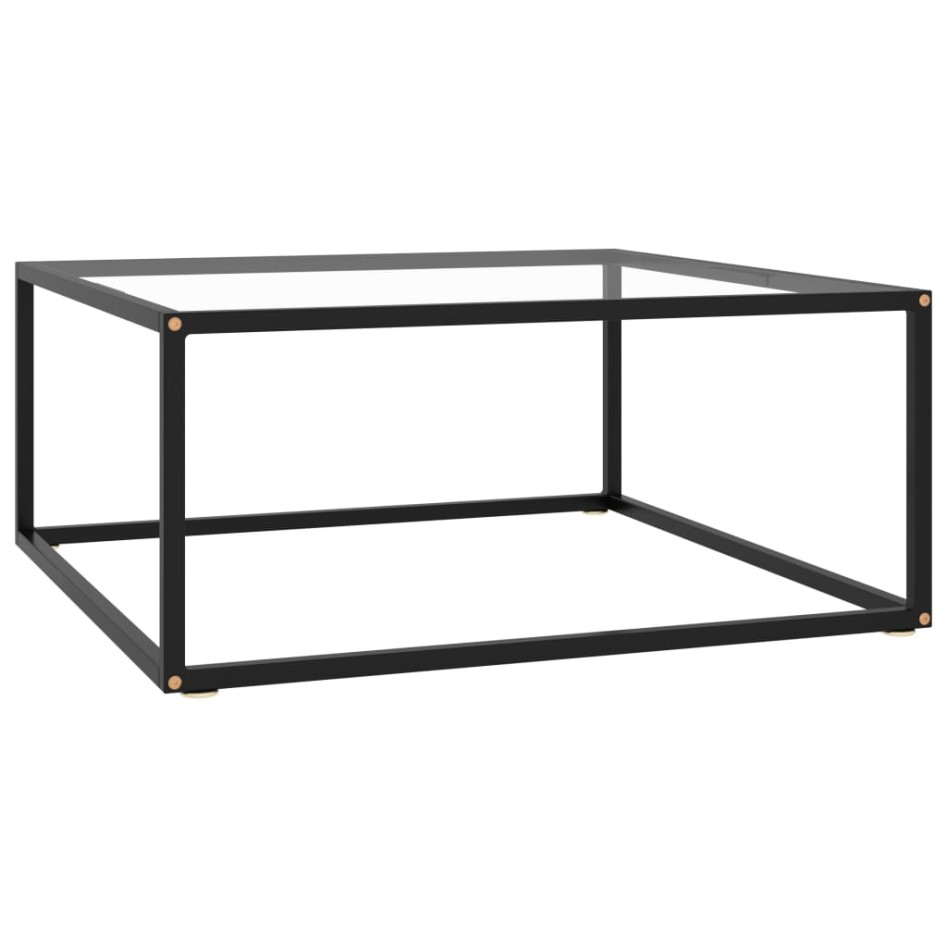 Mesa de centro negra con vidrio templado 80x80x35
