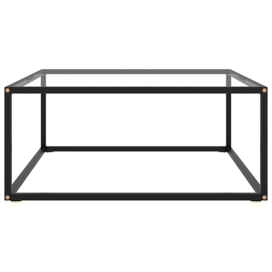 Mesa de centro negra con vidrio templado 80x80x35