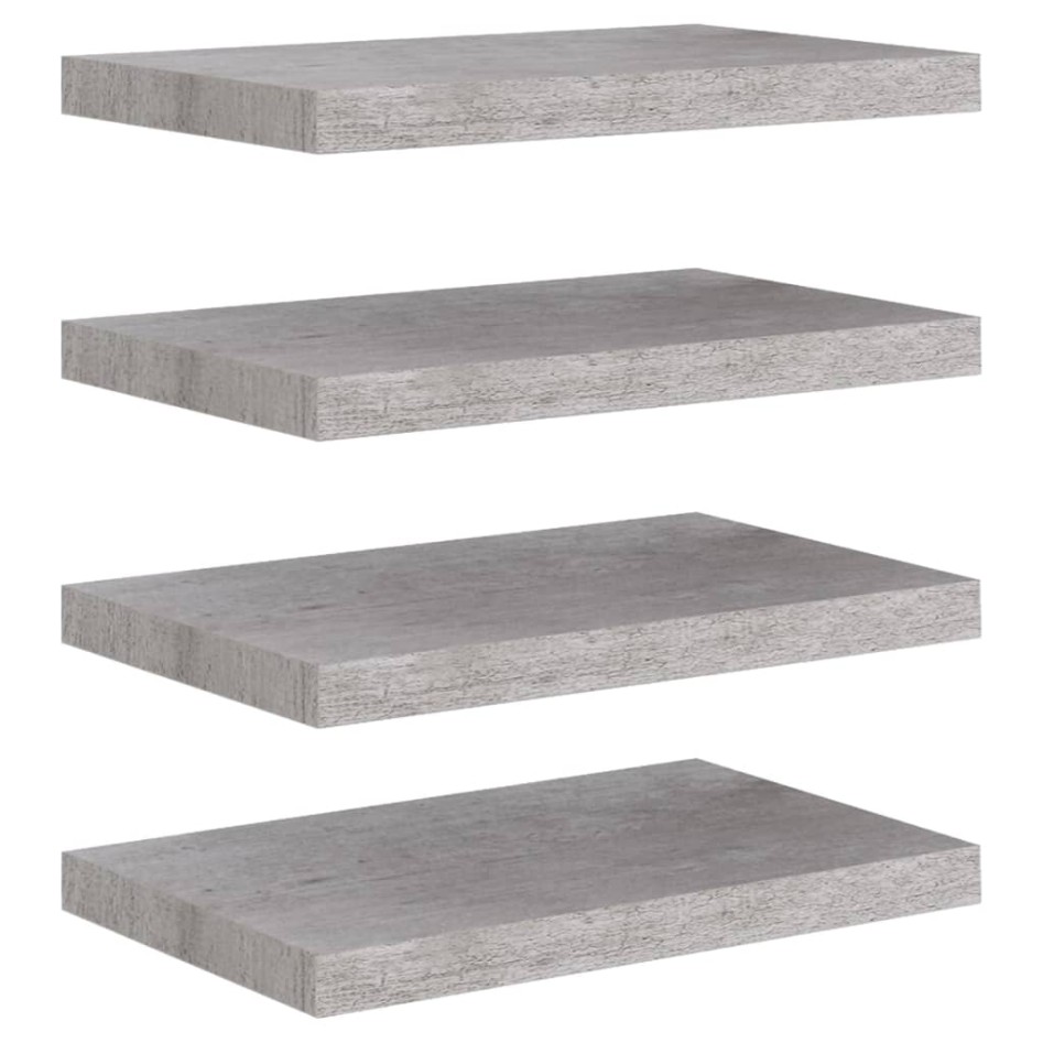 Estantes flotantes pared 4 uds MDF gris hormigón 50x23x3,8