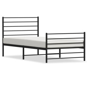 Estructura cama sin colchón con estribo metal negro 107x203