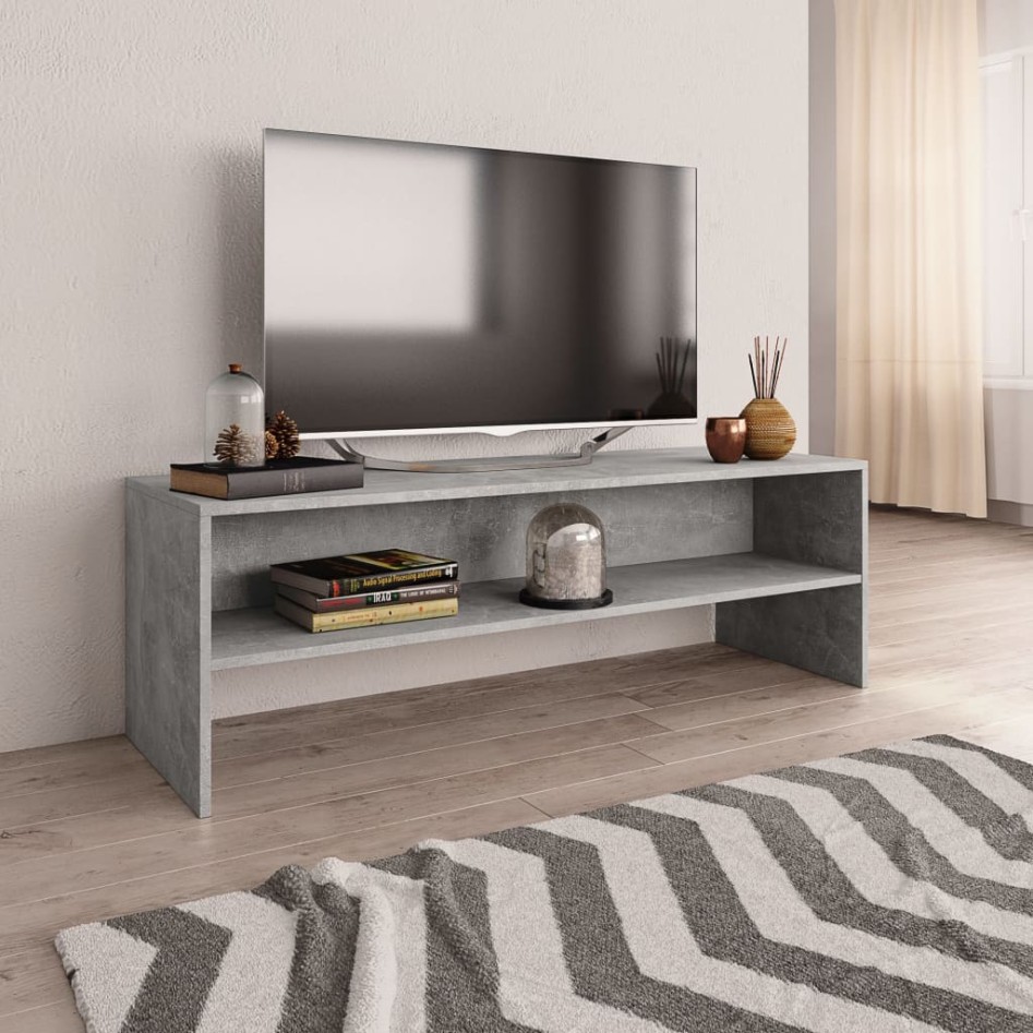Mueble de TV madera contrachapada gris hormigón 120x40x40
