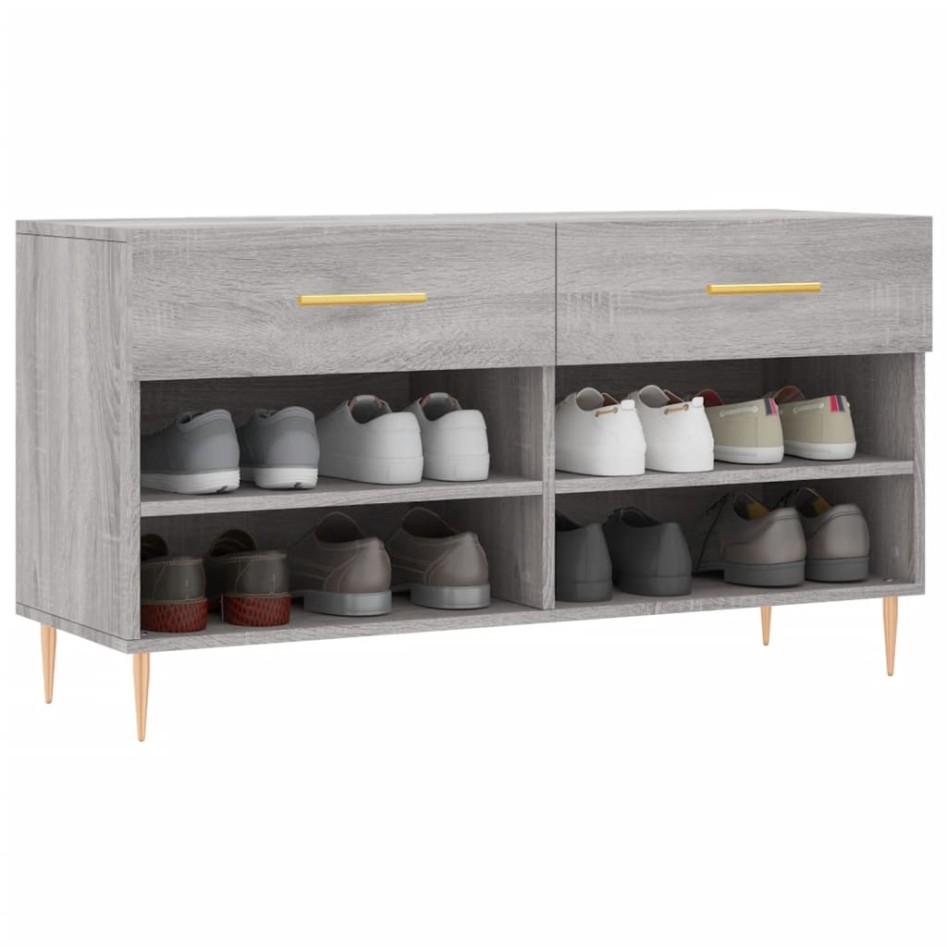 Banco zapatero madera de ingeniería gris Sonoma 102x35x55