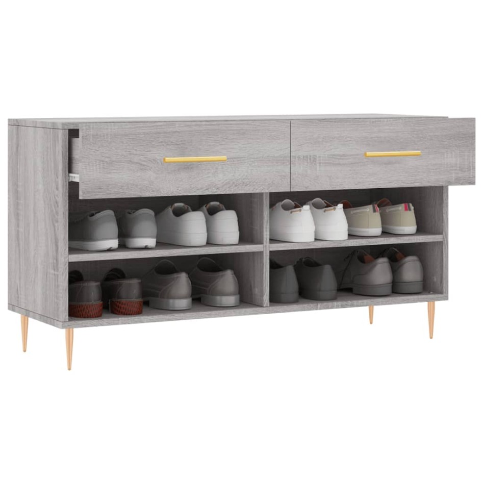 Banco zapatero madera de ingeniería gris Sonoma 102x35x55
