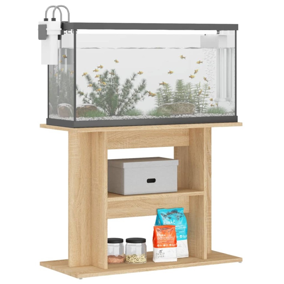 Soporte para acuario madera ingeniería roble Sonoma 80x35x60